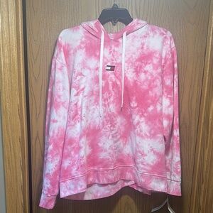 Tommy Hilfiger Pink and White Tie-Dye Hoodie Size 2X